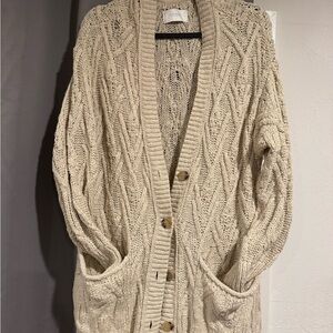 Lucky Brand Cream Cable Knit Cardigan